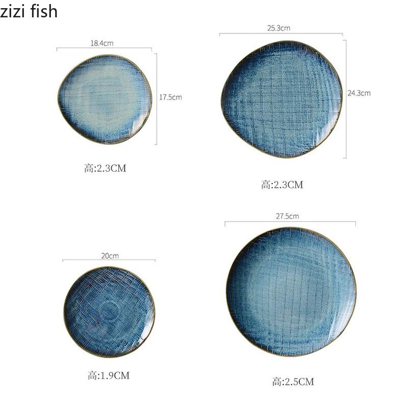 Ретро-неправильная керамическая обеденная тарелка Ресторанная тарелка для стейков Суши-тарелка Сашими-тарелки Молекулярная кухня Креативная посуда