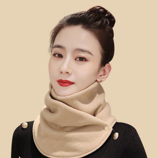 Solid Color Scarf Women Thickened Velvet Warm Buttons Closure Scarf Quick-Drying Sweat-Absorbent