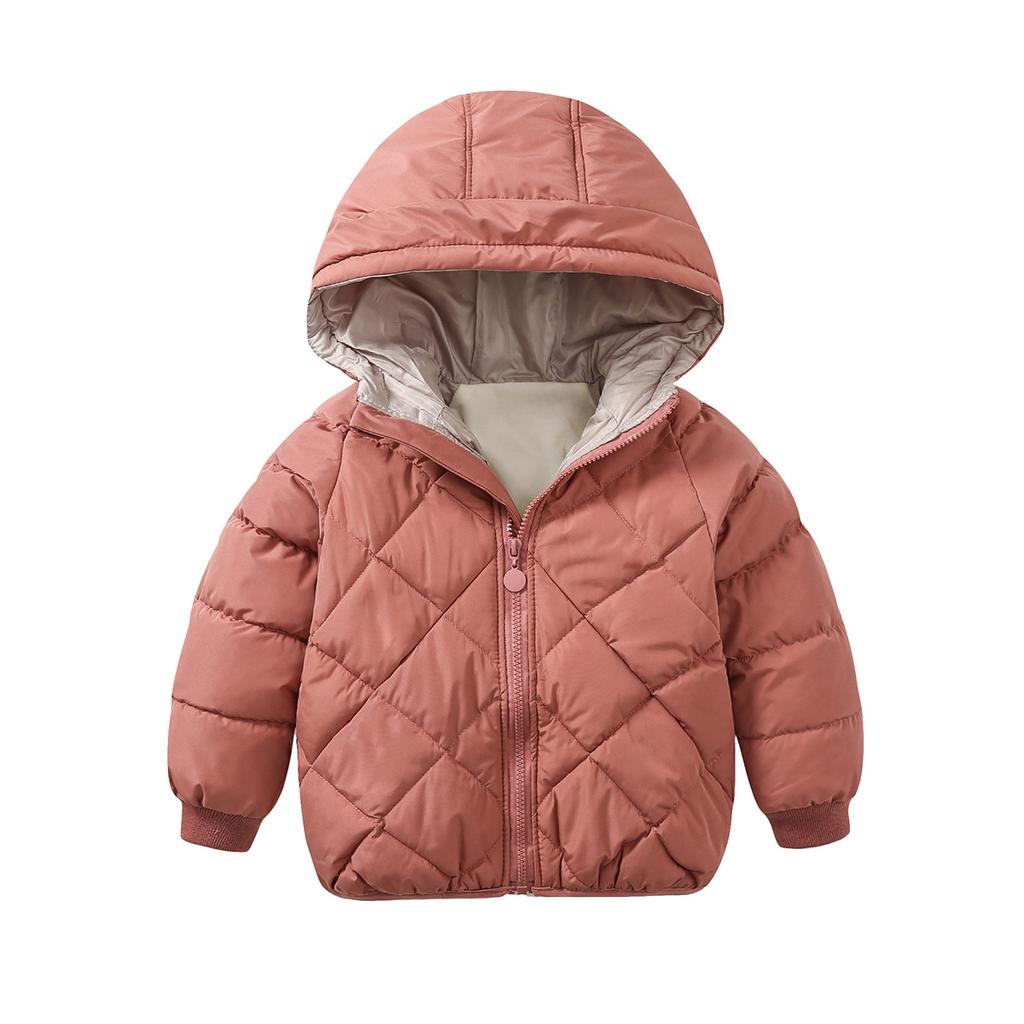 Autumn and Winter Children's Cotton Padded Clothes for Boys and Girls Cotton Padded Clothes for Neutral Velvet Warm Coat for Children Diamond Plaid