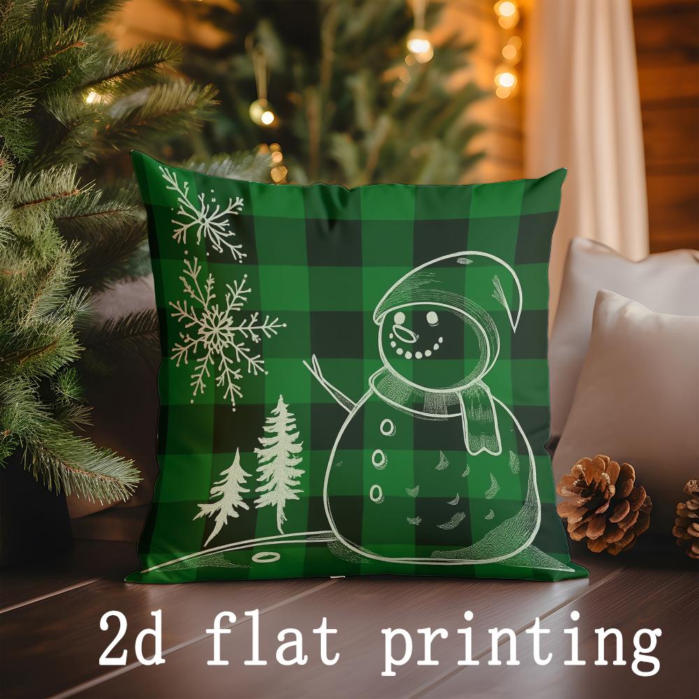 Home Decor Christmas Green Buffalo Check Pillows Suitable For Sofa Bedroom Car Pillow Cover Cushion Rectangular Back Cushion