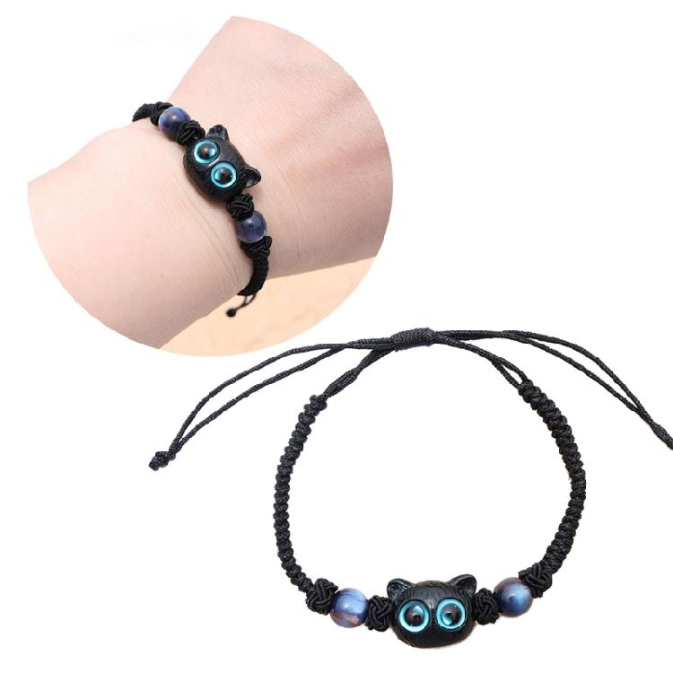 Cats Bead Wristband Carved Cats Bracelet Braided Rope Cats Hand Chain Bracelets