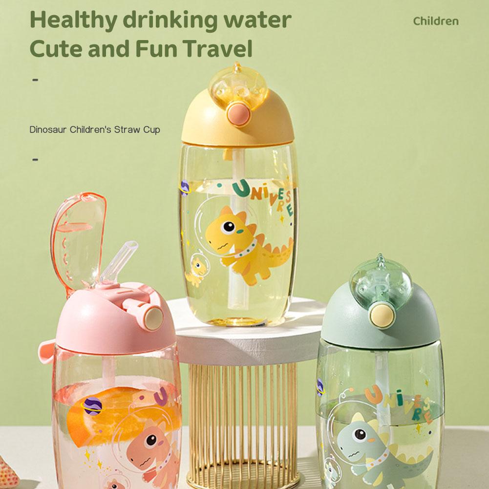 Детская бутылка для воды для школы, портативная мультяшная кружка-непроливайка с динозавром, креативная кружка для кормления с трубочками и крышками, посуда для питья