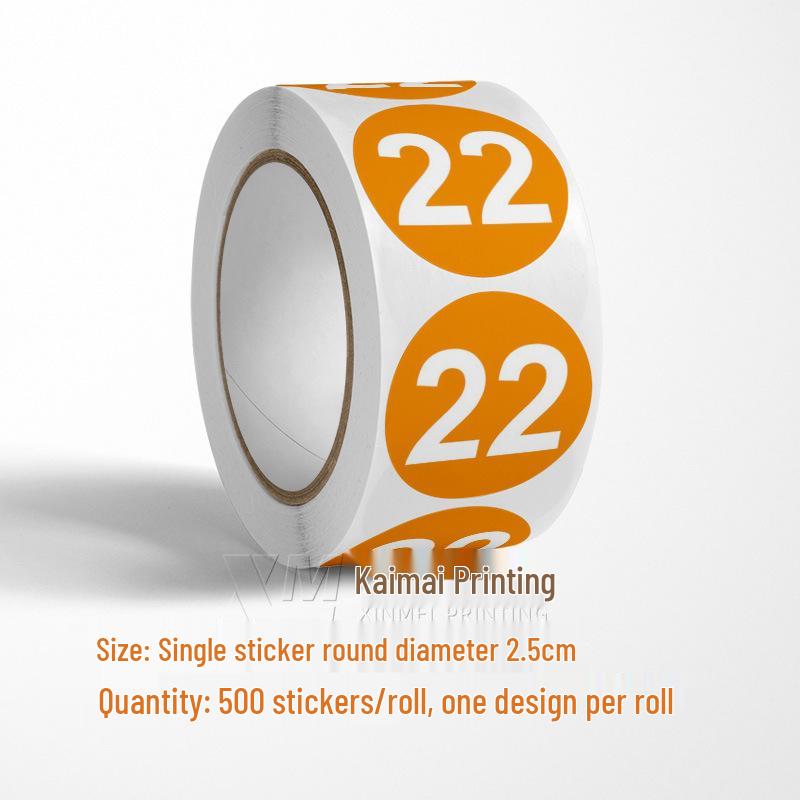 Самоклеящиеся круглые наклейки с номерами 1-33 – Цветные этикетки-идентификаторы в рулоне