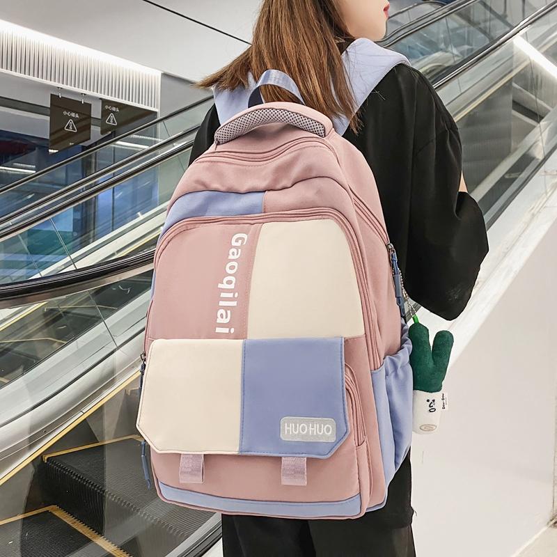 Студенческий цветной контрастный школьный рюкзак большой емкости, студенческий рюкзак средней школы, дорожный рюкзак для мужчин и женщин