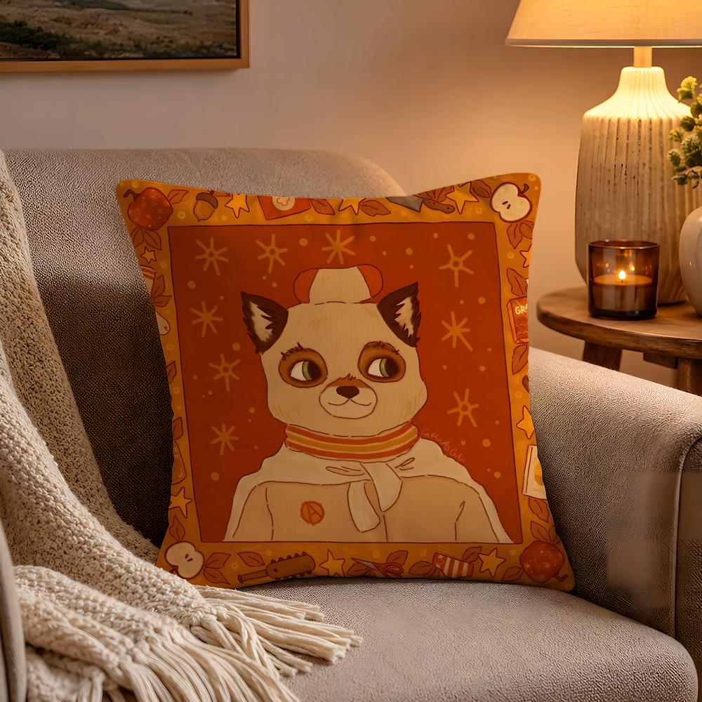 Movie The Fantastic Mr Fox Cushion Cover Soft Plush Cushion Cover Double Print And Invisible Zipper For Sofa Home Car Use