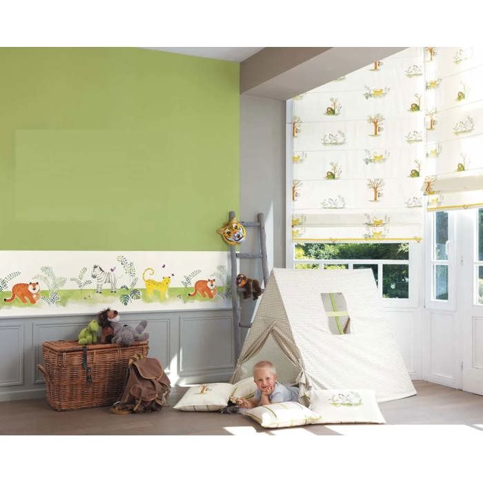 Casadeco Alice &; Пол бордюр животные джунглей зеленый оранжевый желтый