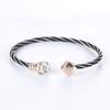 Новый черный белый нержавеющая сталь скручивающийся регулируемый размер браслет для женщин браслеты с подвесками ювелирные изделия из нержавеющей стали ювелирные изделия