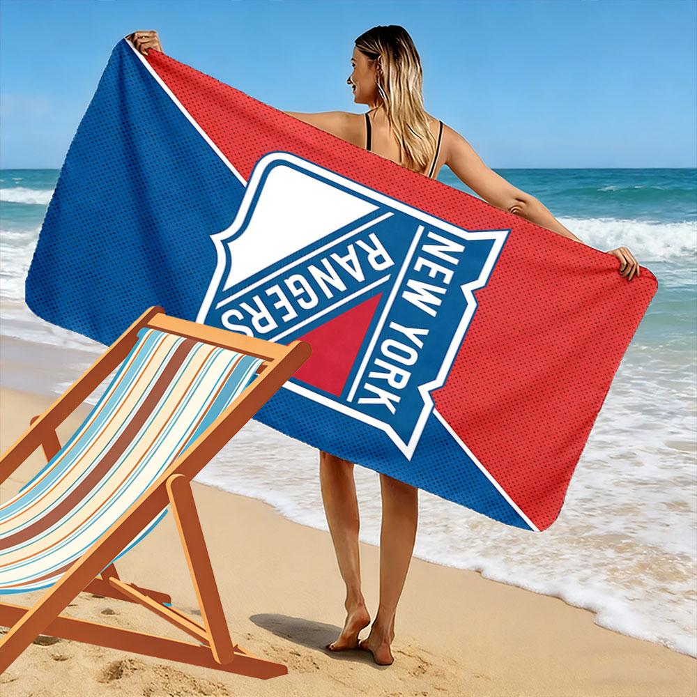 New York Rangers Team Logo Design Patterned beach towel quick dry perfect for travel outdoor sports jogging the beach and swimming