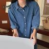 Женское джинсовое платье-рубашка с длинным рукавом и пуговицами, летнее повседневное свободное джинсовое платье с карманом