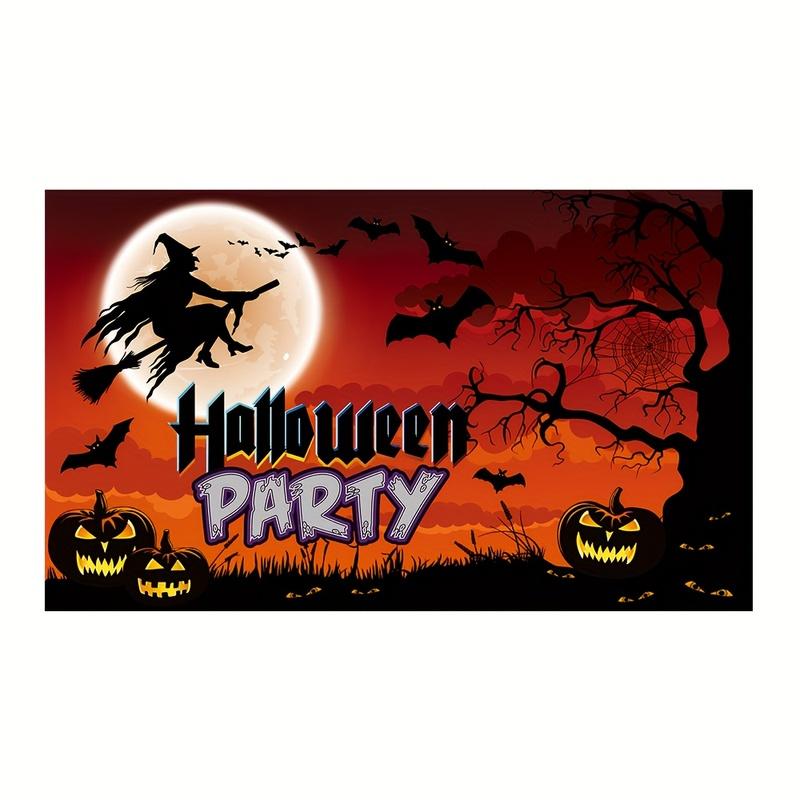 1pc, 2D flat, Halloween witch and pumpkin banner - durable polyester decoration, suitable for home and photo booth, wsj