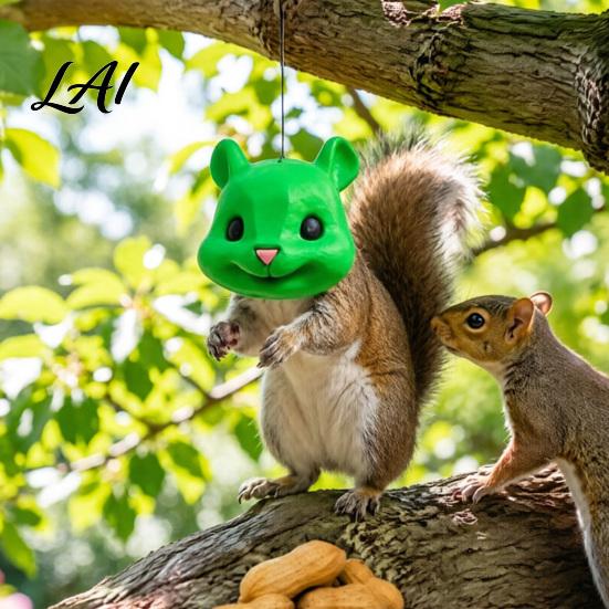 Funny Yard Entertainment Accessory Squirrel Head Feeder Animal Face Design Hanging Feeder Wildlife Feeding Station for Outdoor Garden Backyard Patio