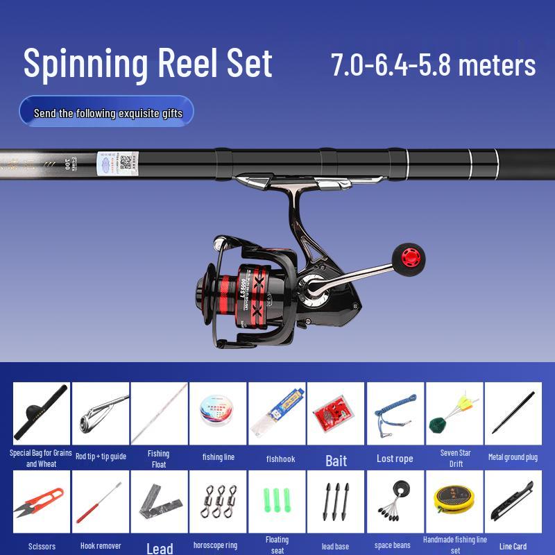 Super Hard 19-Tune Fishing Rod - Wheat & Corn Design, No-Cut Front-Casting, Lightweight Multi-Position Hand Rod Combo.