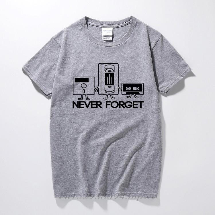 Fashion New Tshirts Men Short Sleeve Never Forget Floppy Disc VHS Cassette Tech Geek Print T Shirts Male Undershirts Tshirts