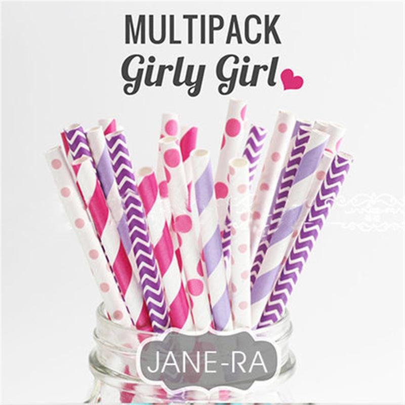 25 шт./компл., бумажные соломинки для украшения вечеринки, разноцветные трубочки для питья на день рождения, свадьбу