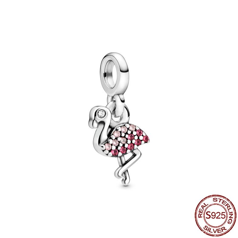New 925 Sterling Silver My Love Starfish Flamingo Pendant Charm Fit Original Me Bracelet DIY Bead Jewelry For Women