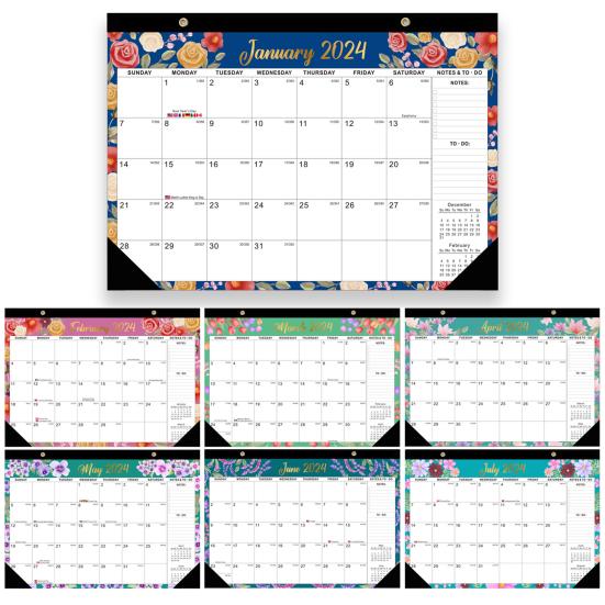Wall Calendar with Lanyard Wear Resistant Thick Paper To-do List 2024 Hanging Monthly Calendar New Year Gift