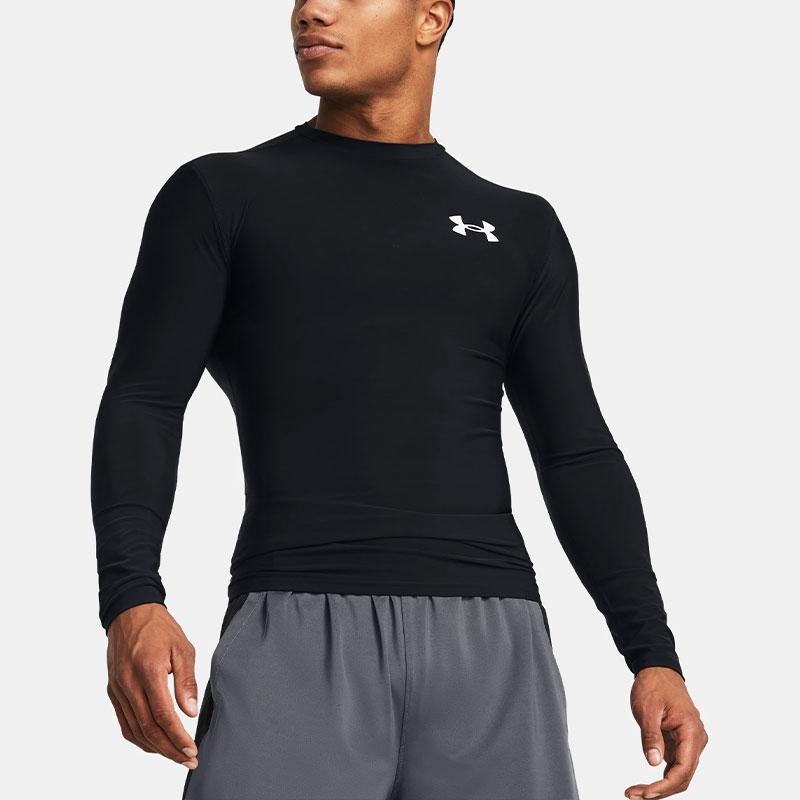 Under Armour HeatGear® OG Compression с длинным рукавом и круглым вырезом, с логотипом, облегающая тренировочная рубашка для мужчин, черный цвет 1387696-001
