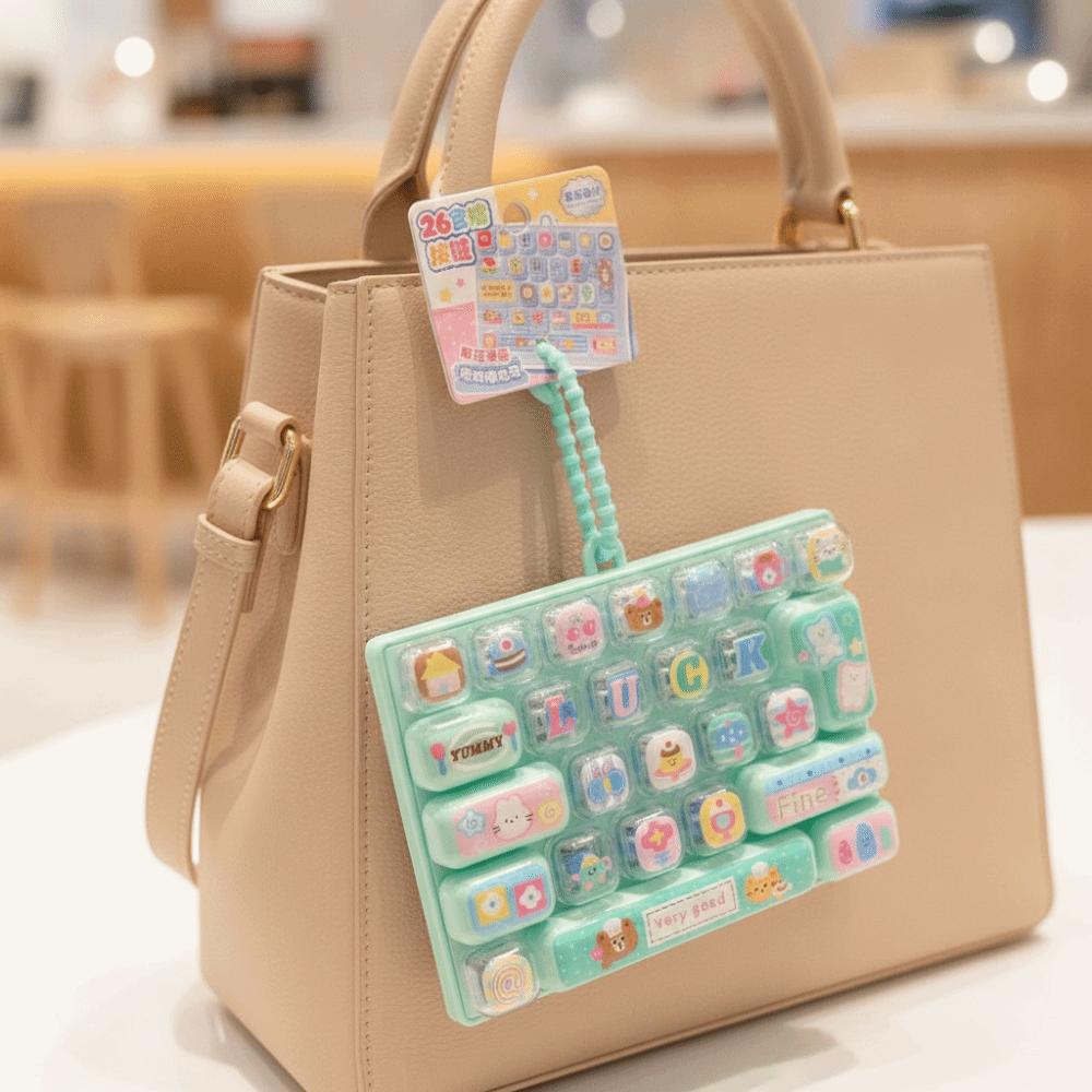 Animals Theme Mechanical Keyboard Pressable Keys Candy Color Keycap Keychain Bookbag Decor