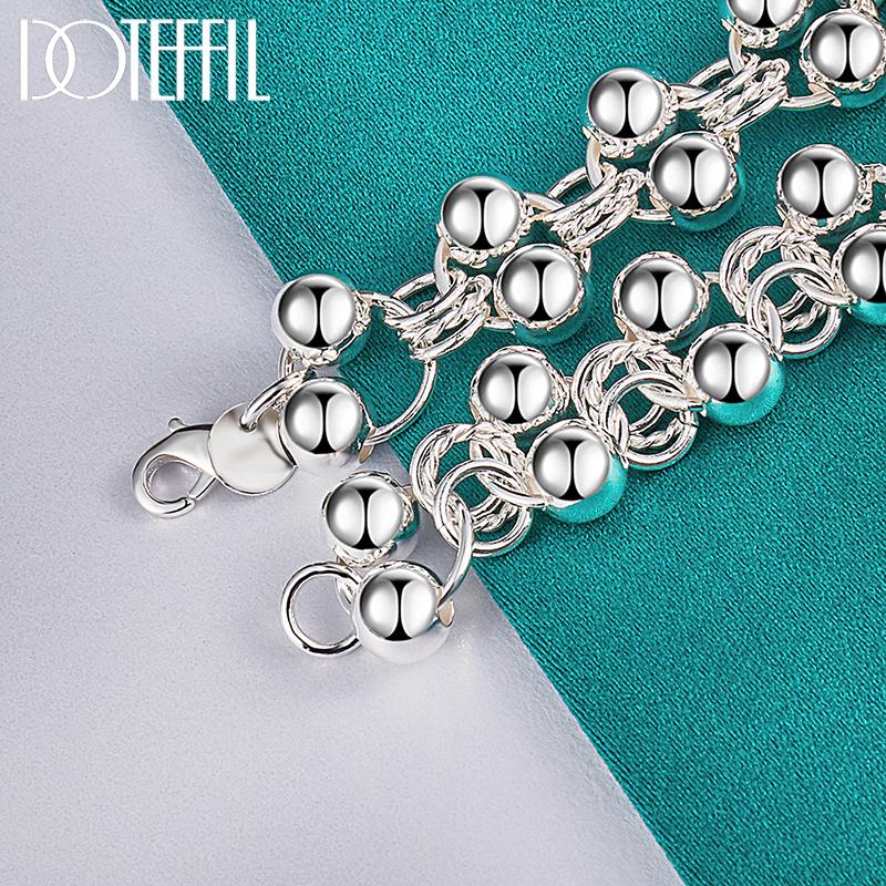 Ювелирные изделия из браслета из стерлингового серебра 925 пробы с гладкими бусинами