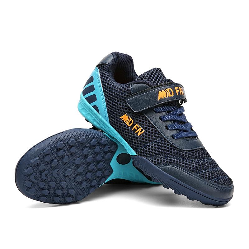 Broken nail mesh children's football shoes soft sole training shoes breathable outdoor men's and women's sports shoes Velcro design