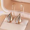Water Drop Pendant White Zircon Stone Dangle Earrings For Women Vintage Gold Color Tassel Earring Bridal Wedding Jewelry Gifts