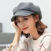 Однотонный британский берет с защитой ушей, шляпа художника, элегантная шерстяная восьмиугольная шляпа, для девушки