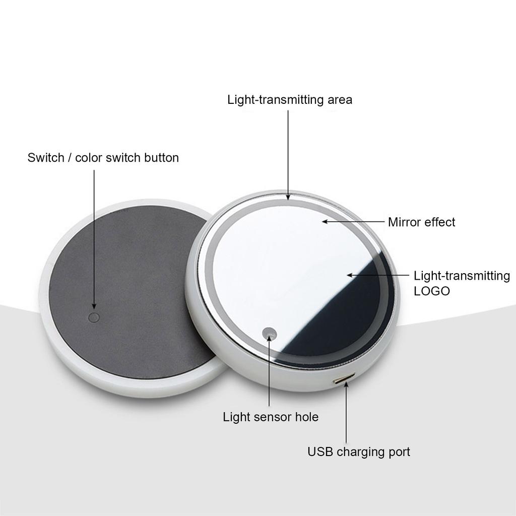 LED Cup Holder Lights Car Coasters with 7 Colors Changing Light USB Charging Car Rear Windshield Decorative Light