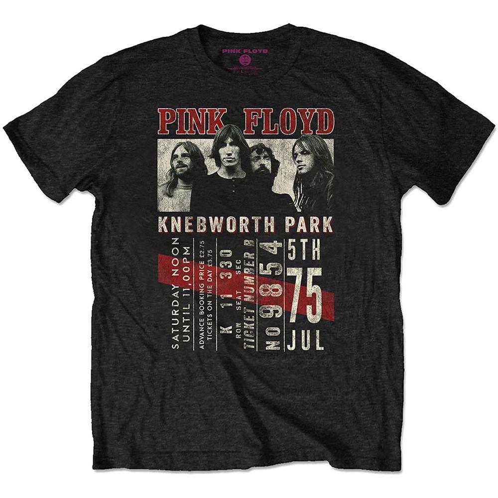 Мужская эко-футболка Pink Floyd Knebworth '75 в винтажном стиле, черная