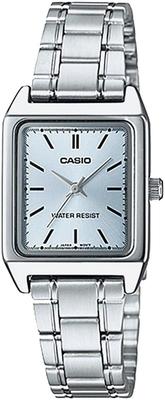 Casio Стандартные кварцевые женские часы Ice Blue Metal Band Overseas Model LTP-V007D-2EUDF [Товар]