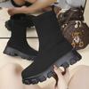 Fashion Classics Autumn Winter New Socks Shoes for Women Thick-soled Casual Knitted Slip-On Short Boots Plus Size