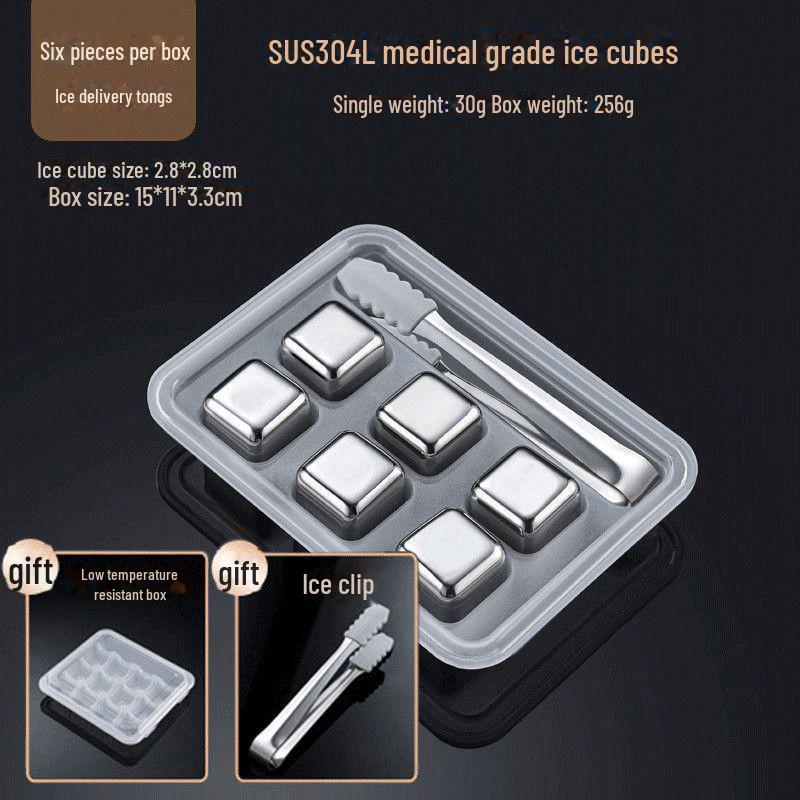 «Многоразовые кубики льда из нержавеющей стали 304 для быстрой заморозки виски и пива»