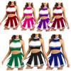 Women Cheer Leader Costume Uniform Cheerleading Adult Cosplay Outfit Crop Top with Pleated Mini Skirt