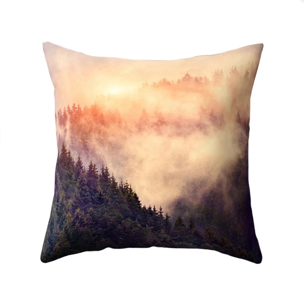 Hongbo 1 шт. Наволочка Красочная Масляная Живопись Лес Гора Волна Полиэстер Наволочка Чехол для Подушки Диванная Подушка