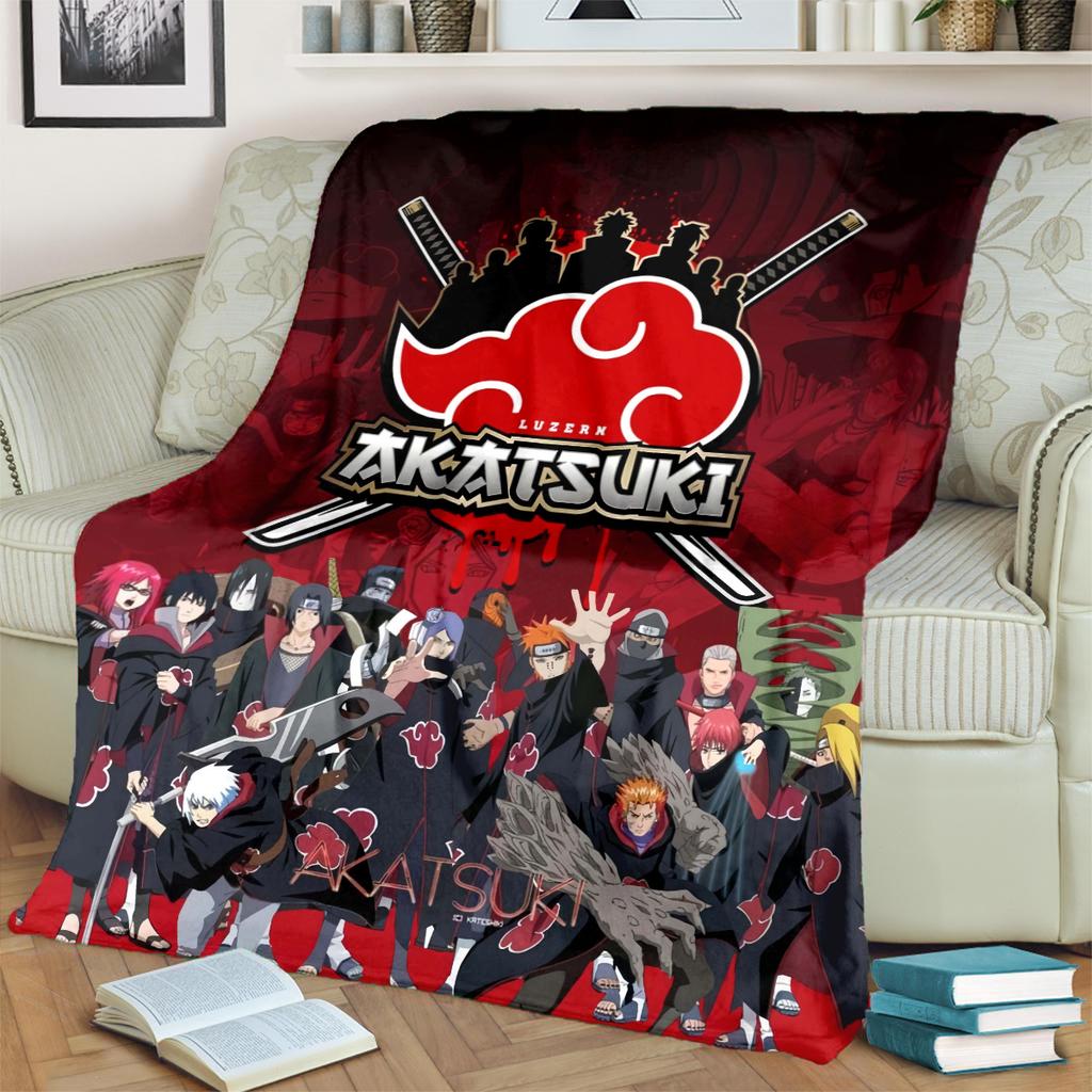 Anime-Naruto Print Blanket Warm Comfortable Flannel Blanket for Bedrooms, Sofas, Beds, Chairs, Picnics, Travel -LXR56