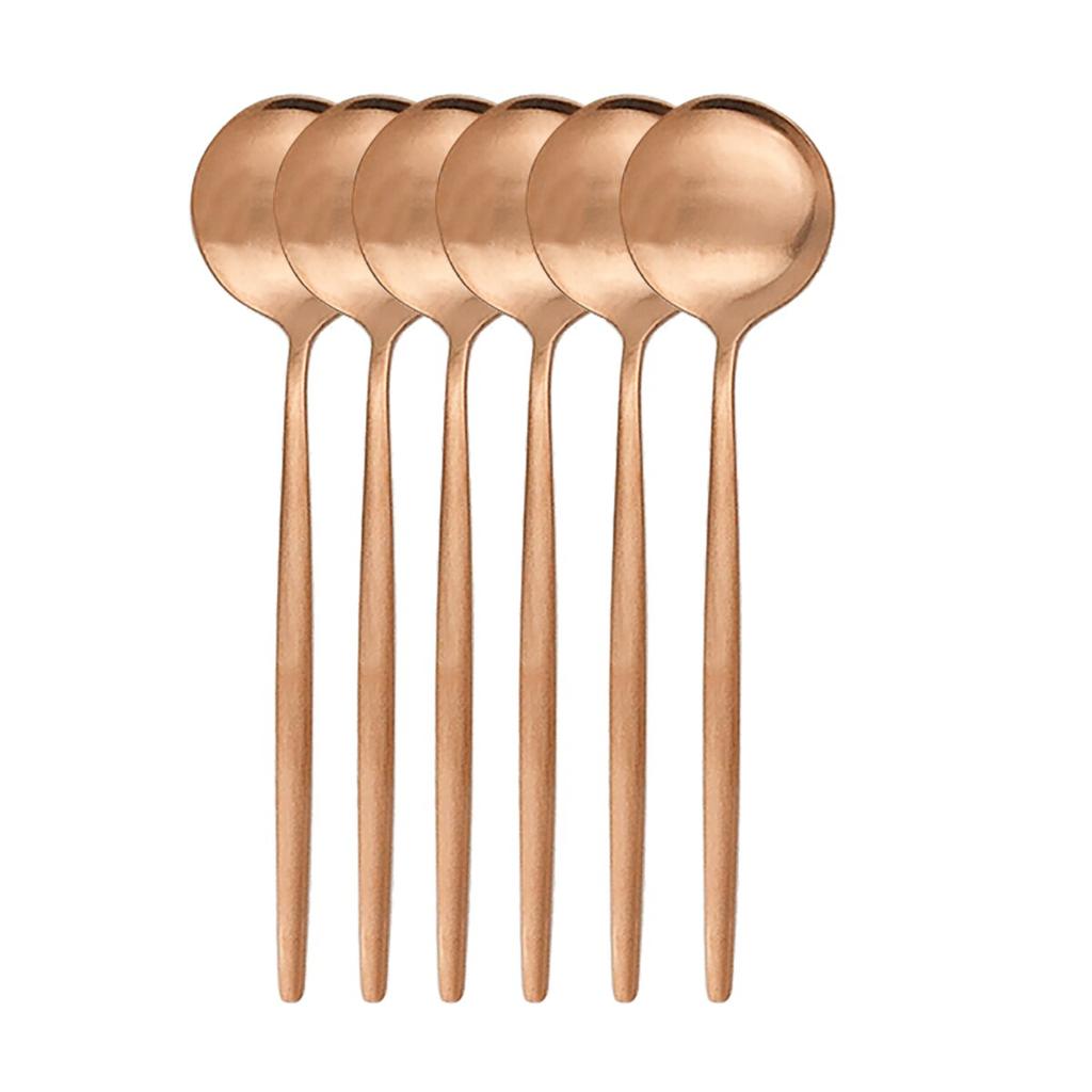 6Pcs/Set Gold Dinnerware Spoon Set Stainless Steel Cutlery Set Dinner Set Coffee Tea Spoon Tableware Home Kitchen Silverware Set