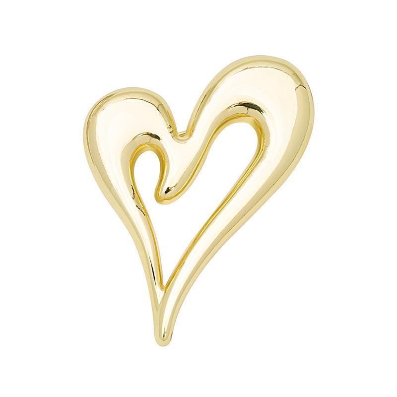 French Cold Wind Light Luxury Metal Glossy Love Design Brooch Pin Simple Temperament Suit Accessories