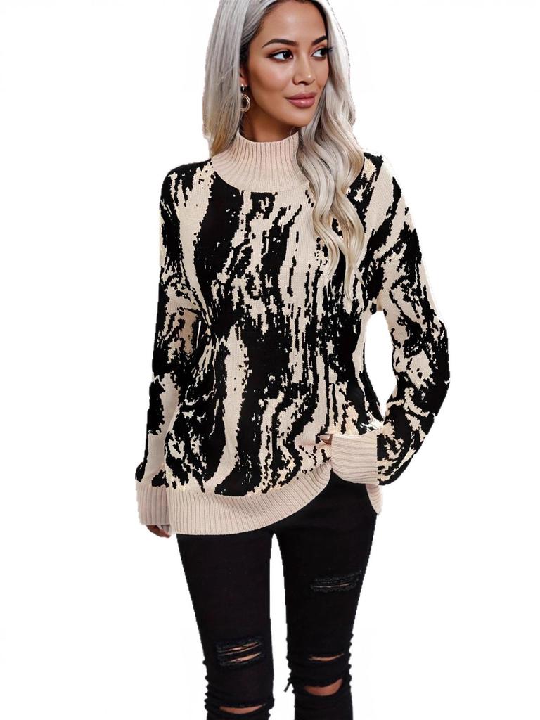 Осень/Зима 2025 Жаккардовый пуловер с принтом «Пламя»