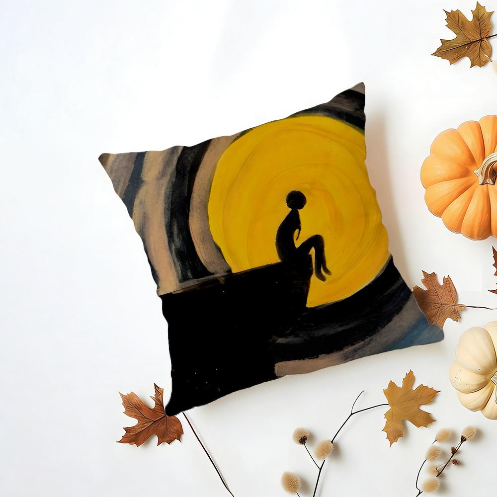Emotional outlet art painting Cushion Cover Washable Linen Pillowcase Soft for Daily Sofa Bed Home Room Decor