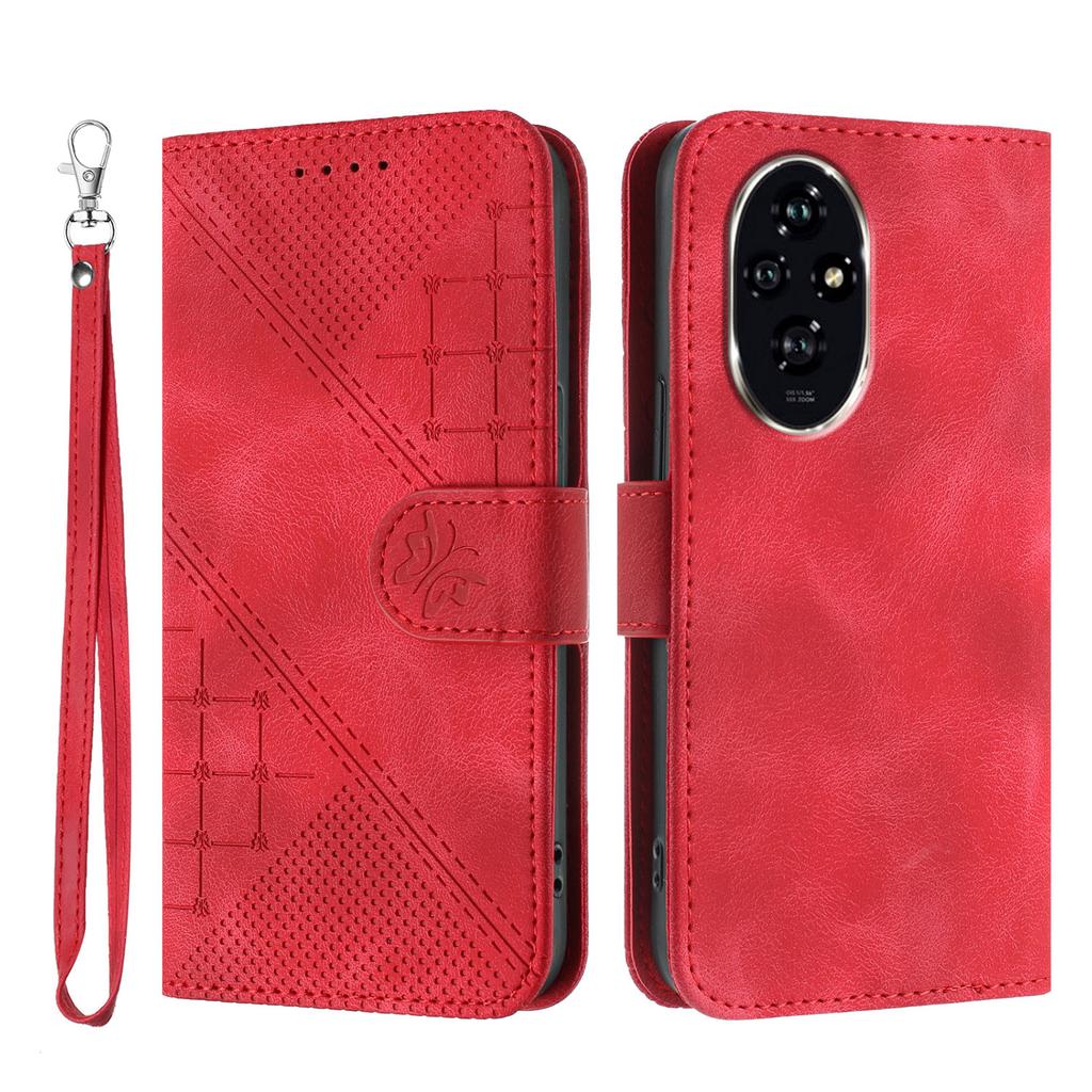 Кожаный чехол-кошелек для Honor 200 Pro 5G с тиснением в виде бабочек и цветов, чехол для телефона с ремешком