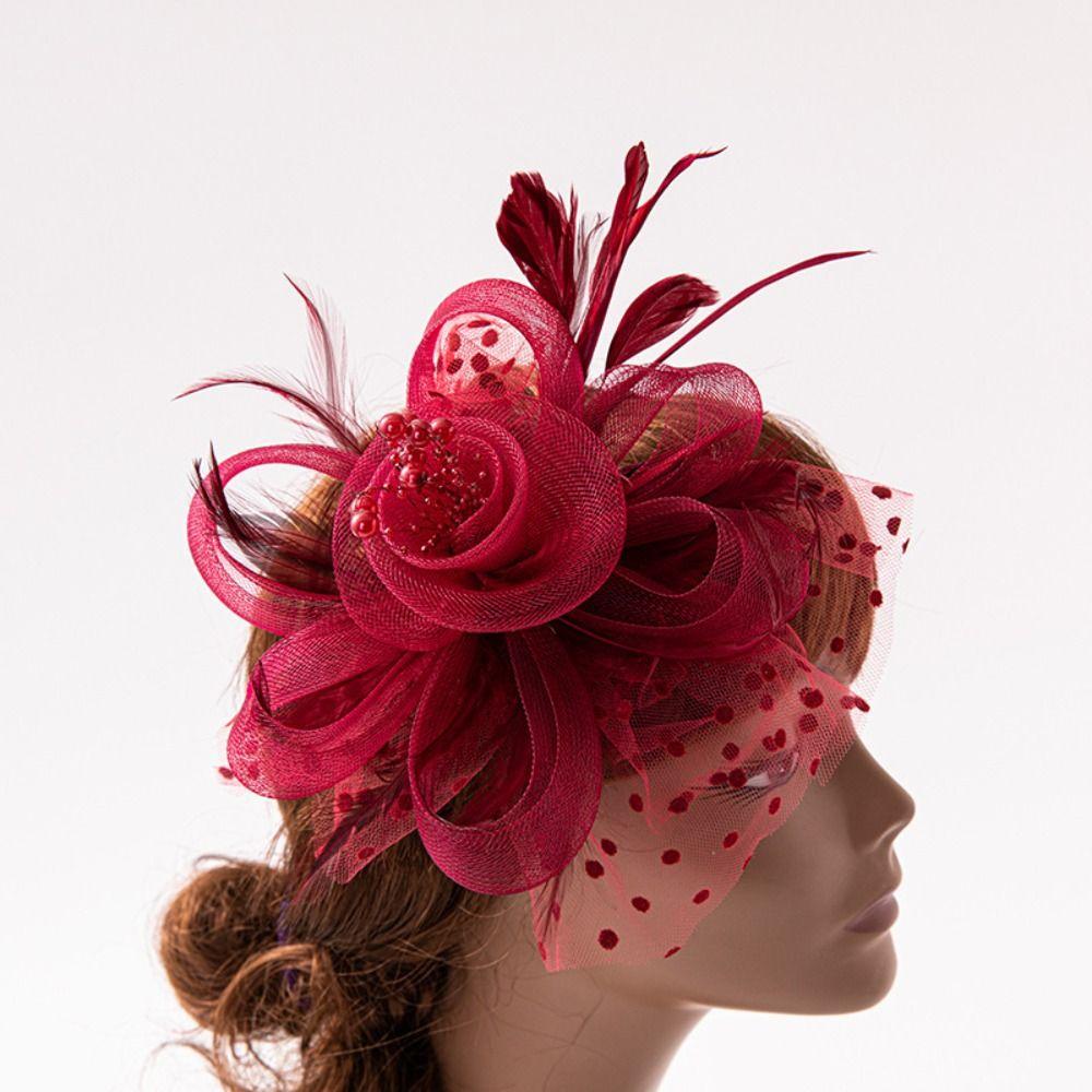 Бусины Цветы Перья Заколки Корсаж Черная Вуаль Головной Убор Фото Головной Убор