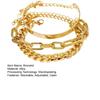 3 Pcs/Set Bracelets Multiple Layered Chain Stackable Bracelets Open Cuff Wrap Bracelets Cuban Link Paperclip Chain Dainty Bracelet Pack