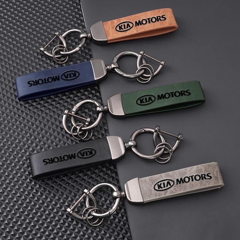 Leather Anti-Loss Car Keychain Badge Gifts Keyring Pendant For KIA Ceed Sportage Rio Proceed K5 Optima Sedona Forte Cerato Venga dmzu30