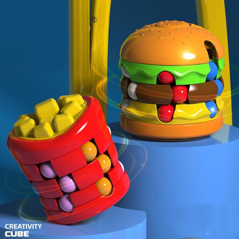 Fun And Colorful Burger Cube Fidget Spinner Toy For Kids With Stress Relief Features