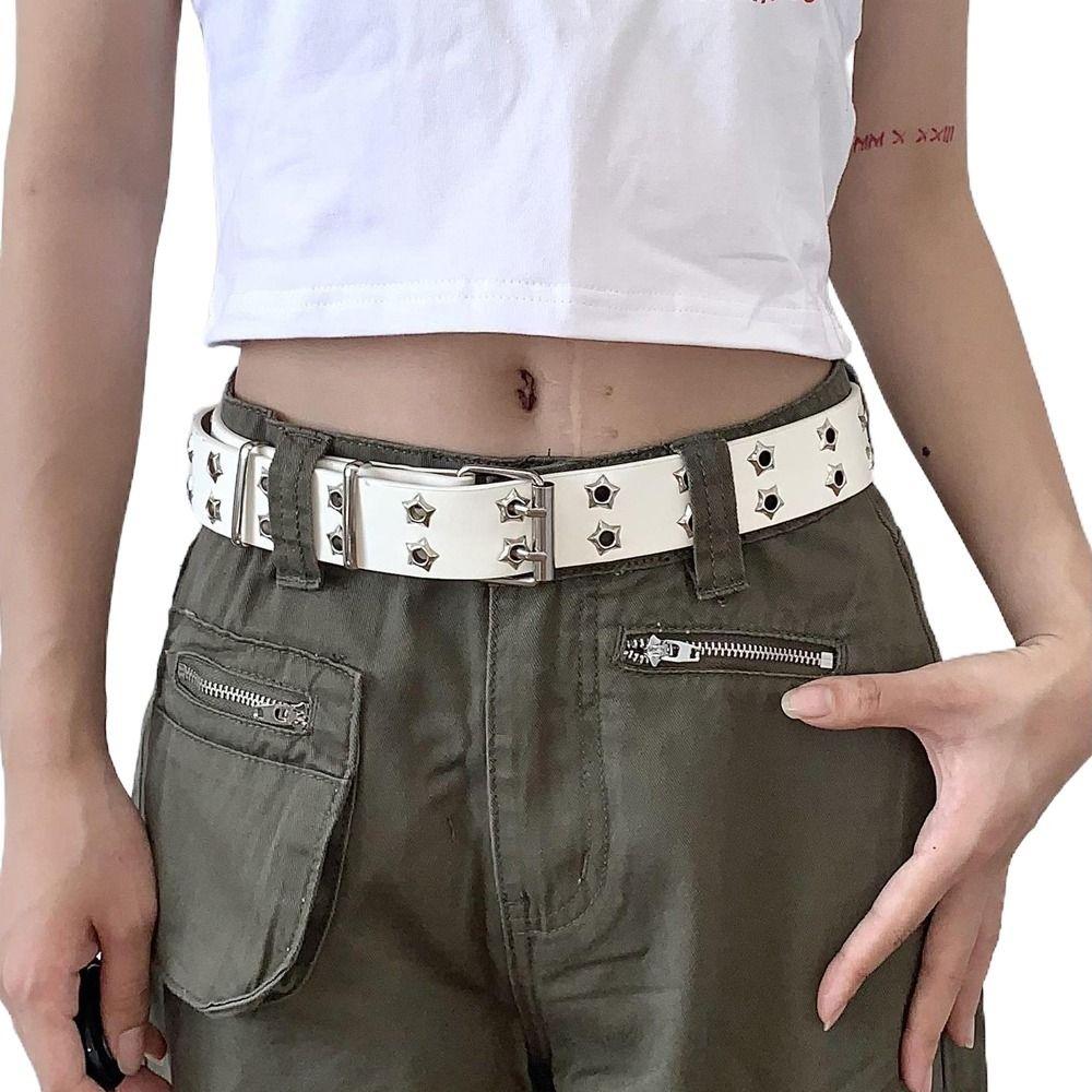 Man Belt Accessories Star Hole Waist Strap Korean Waist Belts Women Waistband Double Grommet Hole
