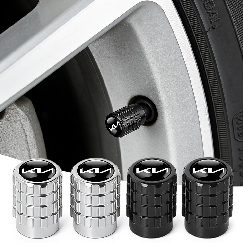 AABIX1 Car Accessories 4Pc Metal Alloy Wheel Tire Valve Caps Stem Case For KIA Ceed Forte K9 Optoma Picanto Rio Sorento Soul Sportage