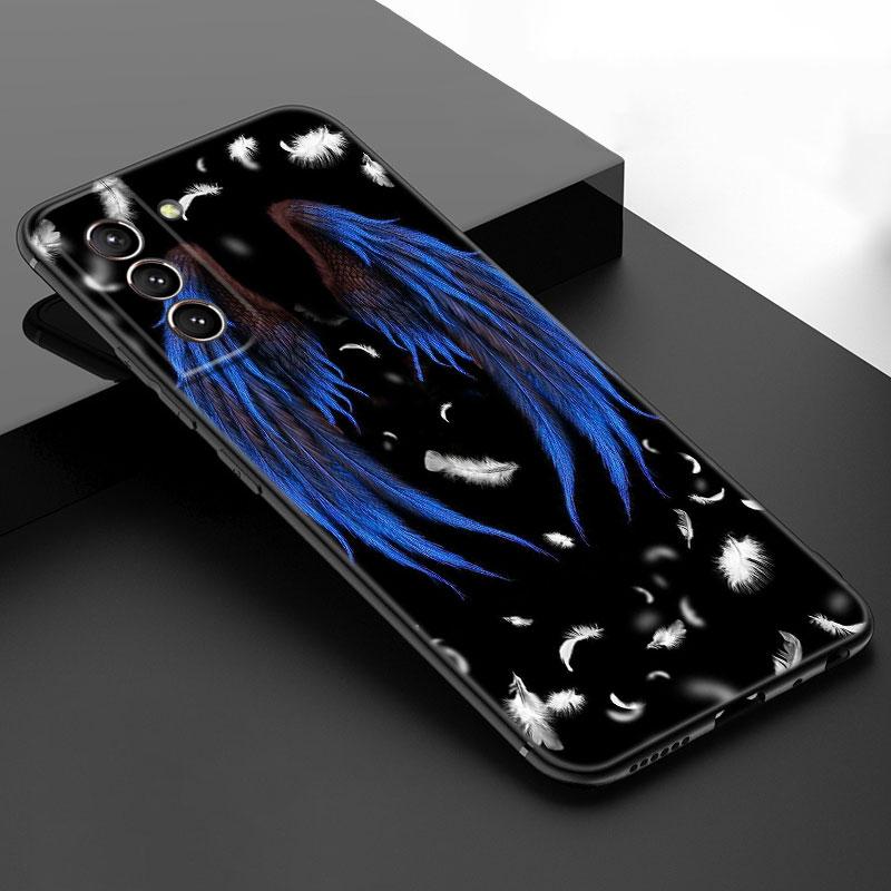 Фантазийные Крылья Ангела Девушки Черный Силиконовый Чехол для Телефона Samsung Galaxy S23 S21 S20 FE S24 S22 Ultra S10E S10 S9 S8 Plus