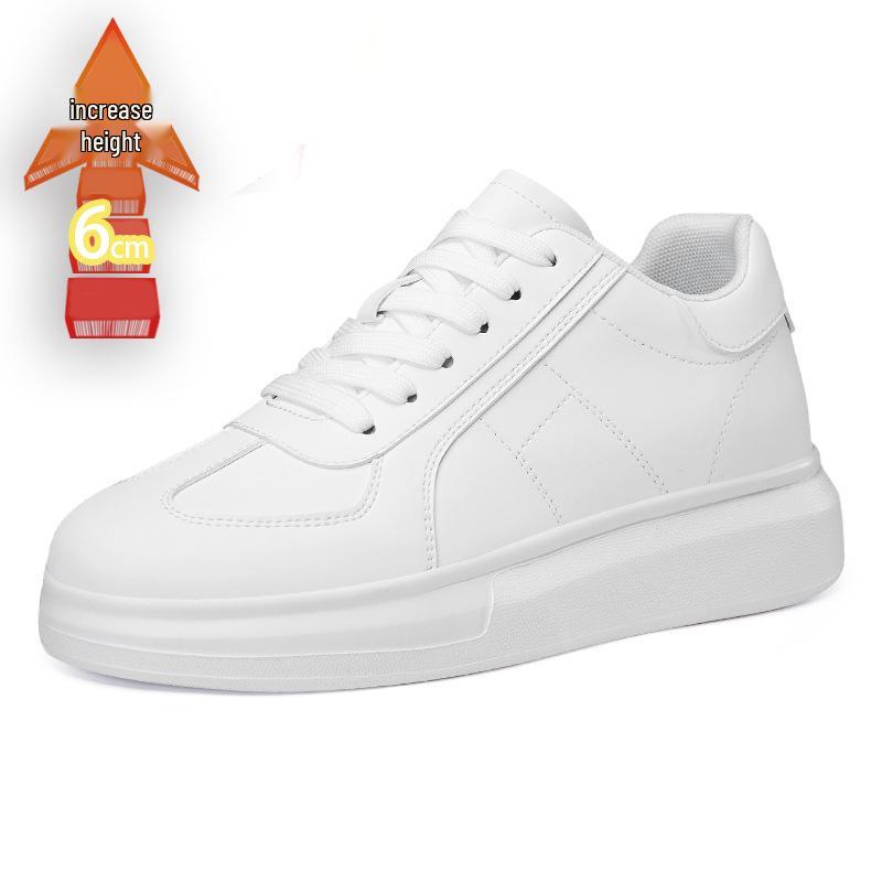 Мужские кроссовки-невидимки для увеличения роста - Толстая подошва 8 см, Повседневные белые кеды для скейтбординга, Круглый носок