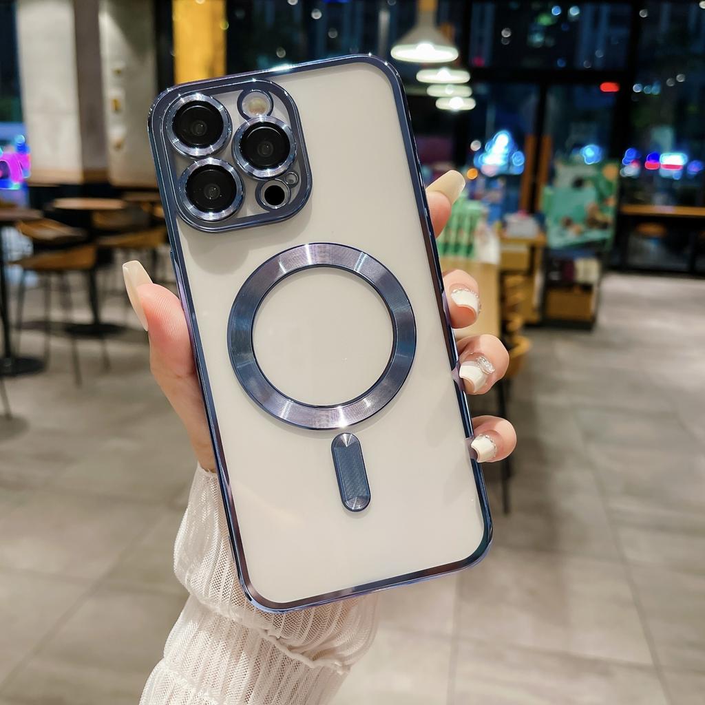 Гальванизированный магнитный чехол IP16pro Защитный чехол со встроенной линзовой пленкой Мягкий чехол из ТПУ для чехлов для телефонов Apple 15/14