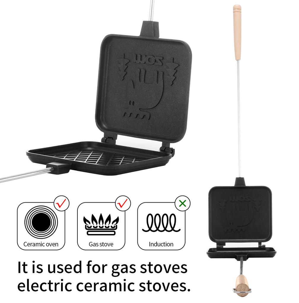 Aoresac Panini Press Sandwich Maker /Grilled Panini Maker Pan with Handle/Stovetop Camping Sandwich