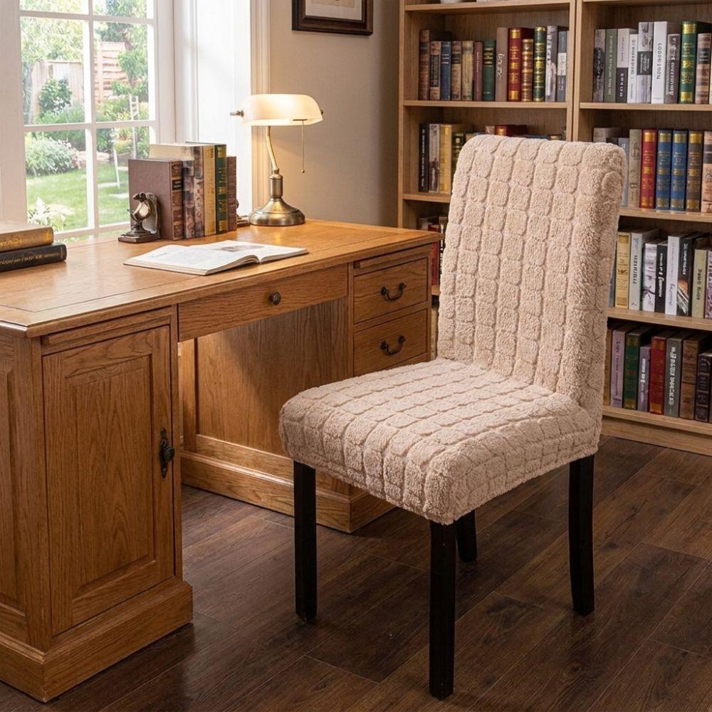 Soft Dining Chair Cover Textured Thickened Seat Cover Decorative Stretch Chair Cover Dining Room